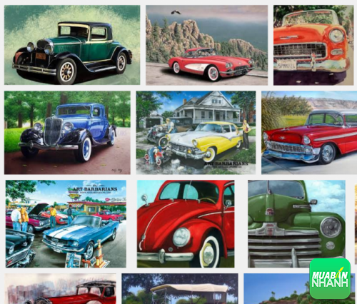 Tranh canvas in hình xe hơi cổ điển mang phong cách châu Âu tuyệt đẹp và ấn tượng cho các showroom xe hơi